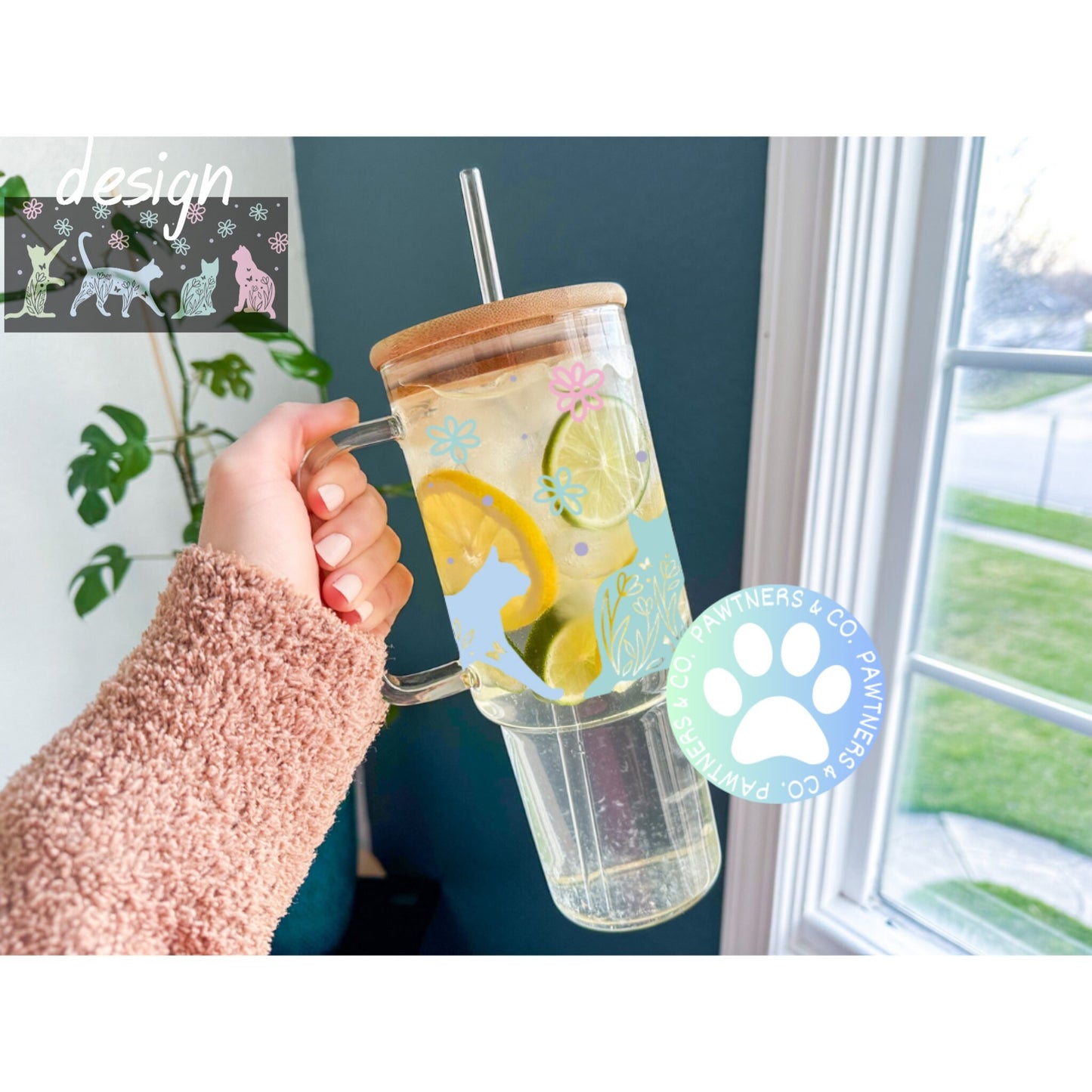 40 oz Cat Glass Tumbler