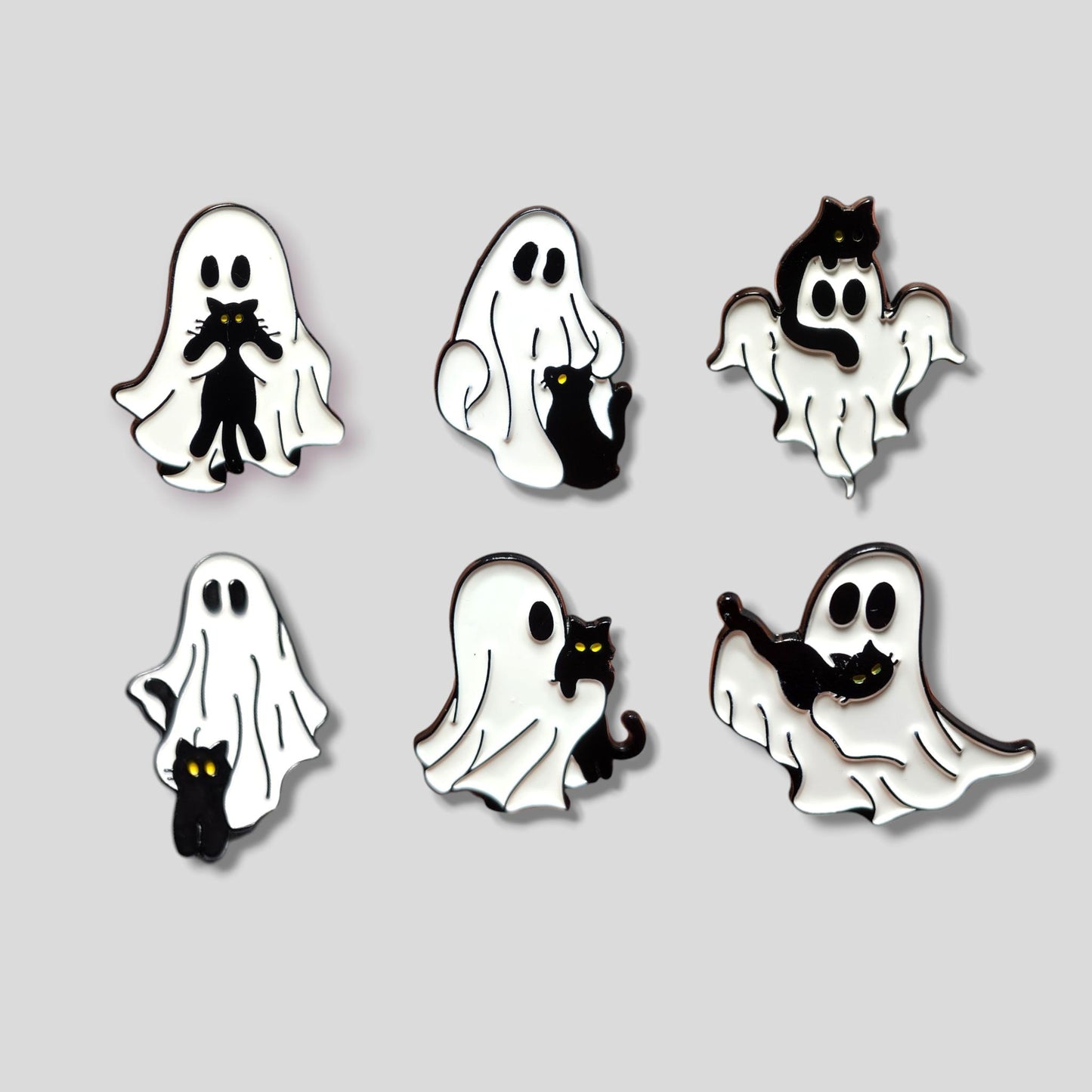 Halloween Ghost and Cat Enamel