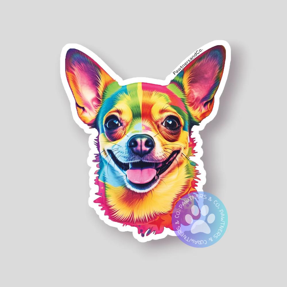Chihuahua Multicolor Tie dye Sticker