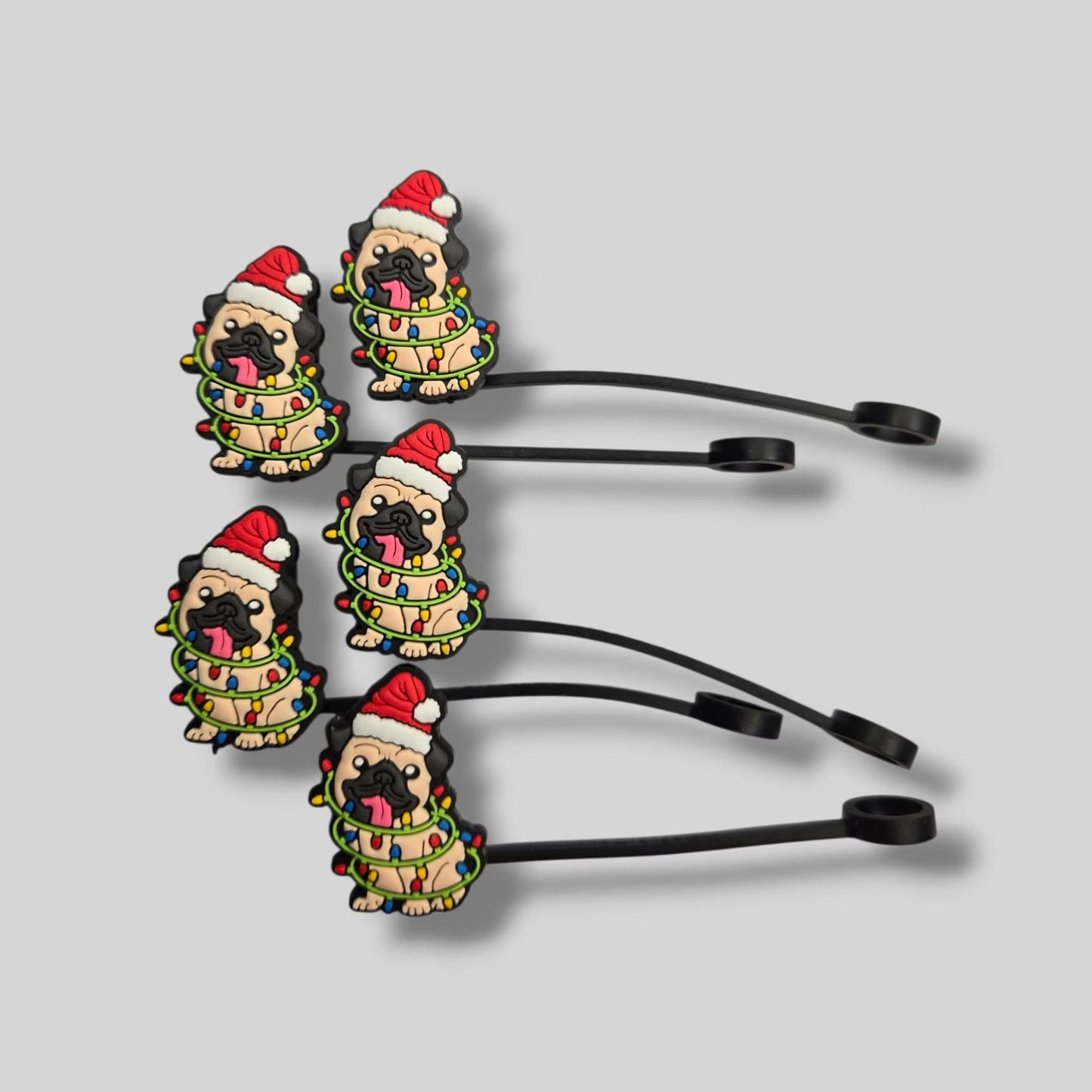 Christmas Pug Straw Topper 8mm