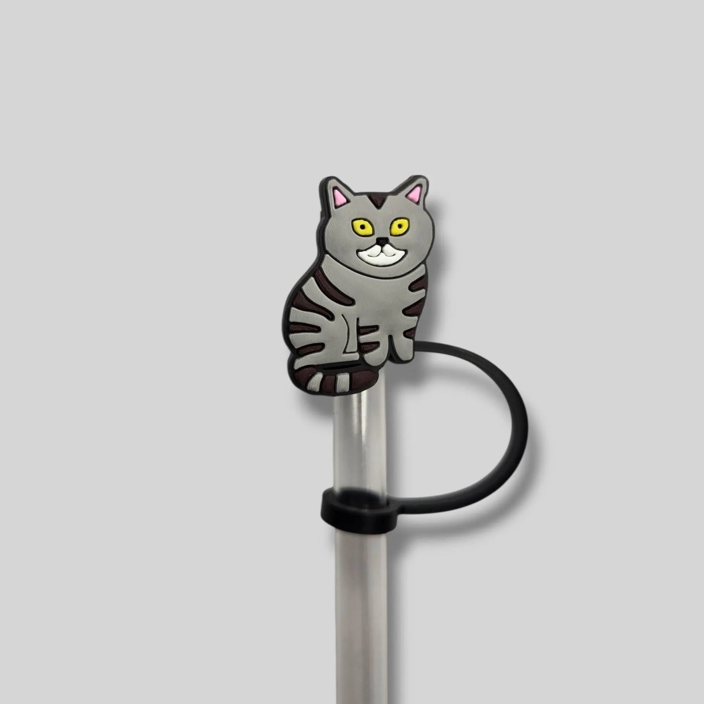 Gray Kitty Straw Topper 8mm