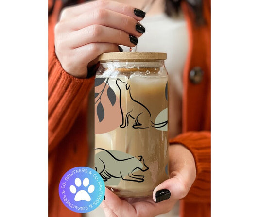 16 oz Boho Dog Glass Tumbler