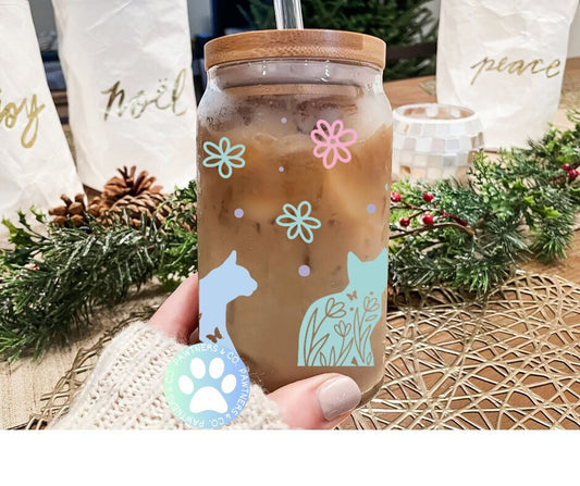 16 oz Cat Glass Tumbler