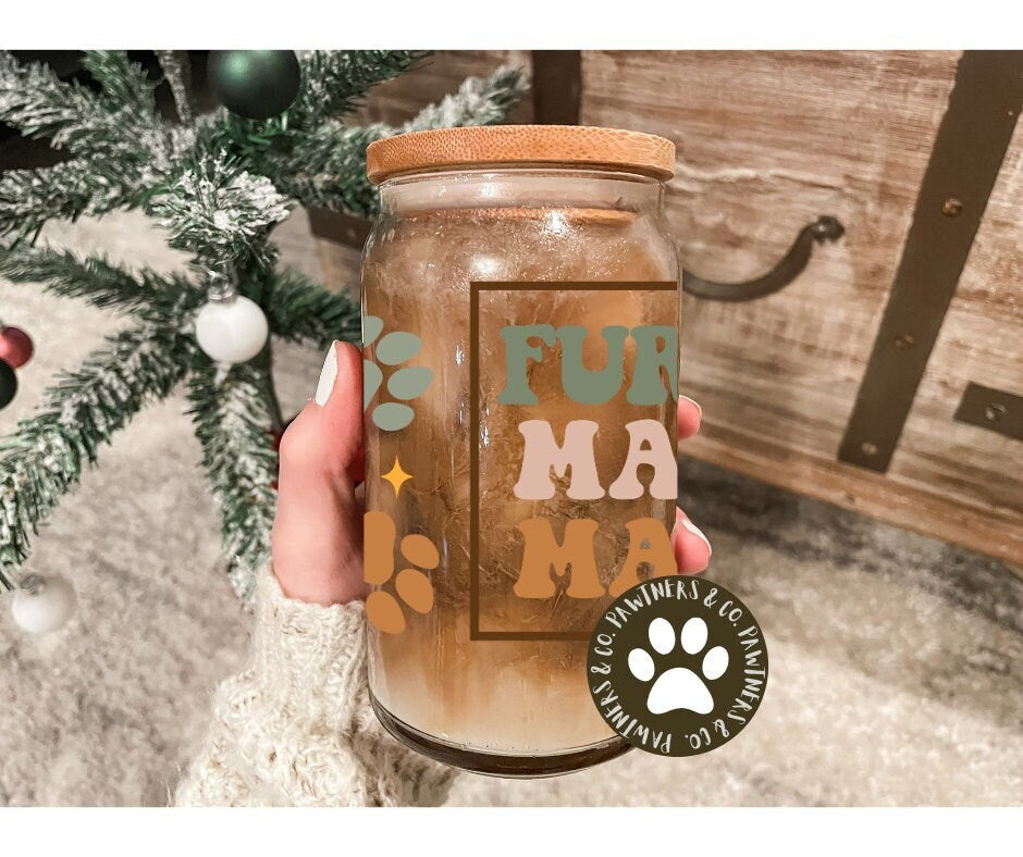 16 oz Boho Fur MaMa Glass Tumbler