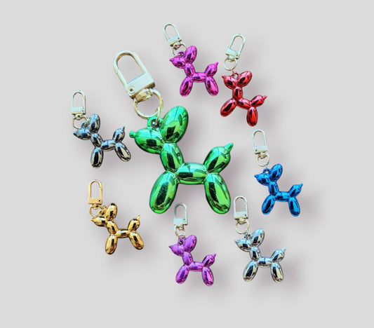 Metallic Balloon Dog Keychain