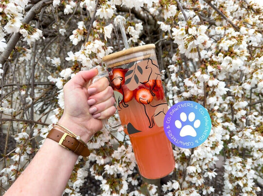 40 oz Boho Dog Glass Tumbler