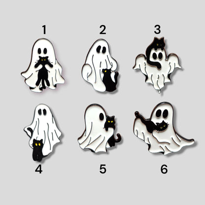 Halloween Ghost and Cat Enamel