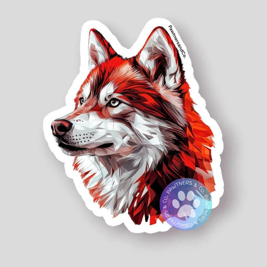Abstract Red Husky Sticker
