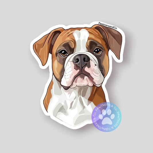 Brown American Bulldog Stickers