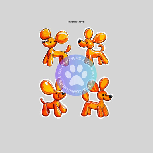 Balloon Dog 4 pack Stickers