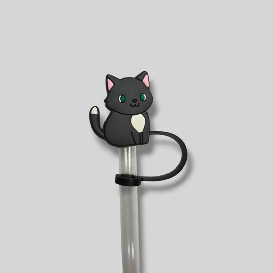 Black Kitty Straw Topper