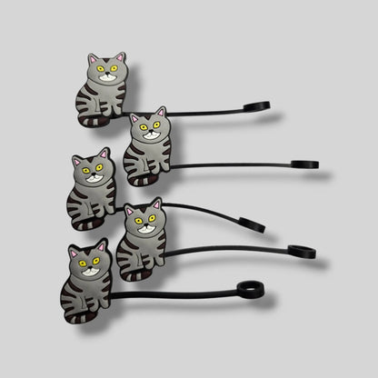 Gray Kitty Straw Topper 8mm