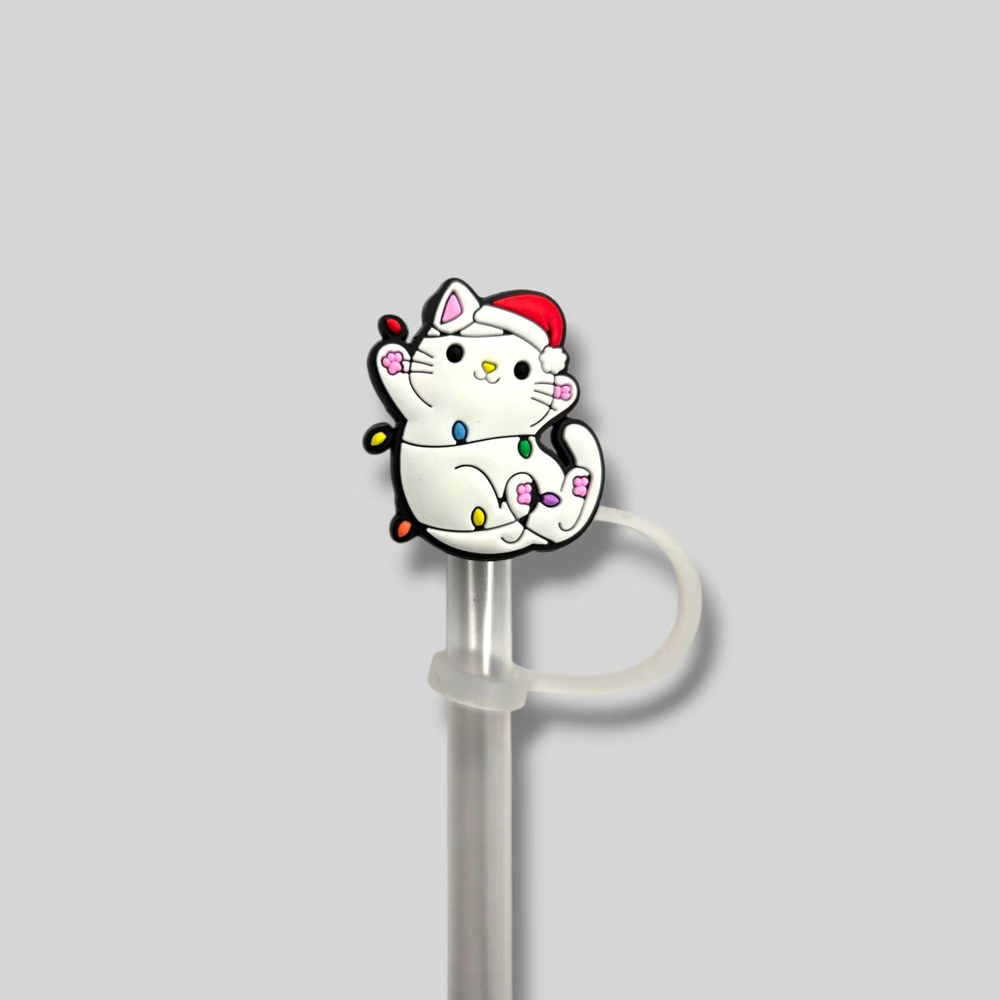Christmas Kitty Straw Topper 8mm