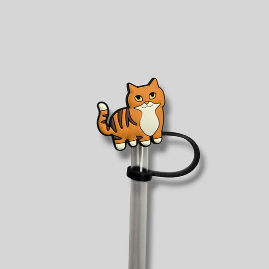 Orange Kitty Straw Topper 8 mm