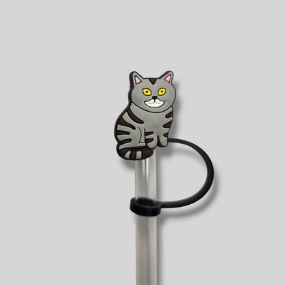 Gray Kitty Straw Topper 8mm