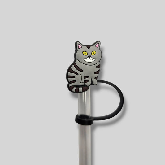 Gray Kitty Straw Topper 8mm
